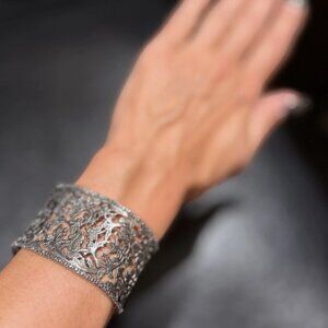 Sara Blaine Sterling Silver Cuff Bracelet - Golden Flower Collection